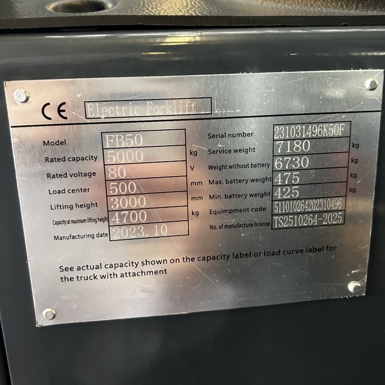 electric counterbalanced forklift truck 5 ton